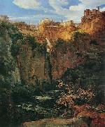 Ernst Fries Tivoli, les cascades et le temple de Vesta France oil painting artist